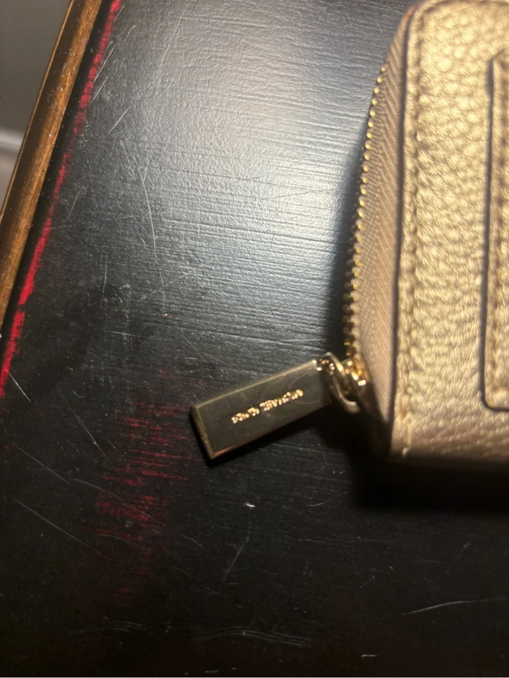 Michael Kors Beige and Gold Zip-Around Card Wallet